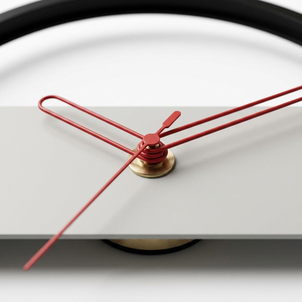 Horloge Murale Minimaliste – Design Scandinave Aiguilles Rouges