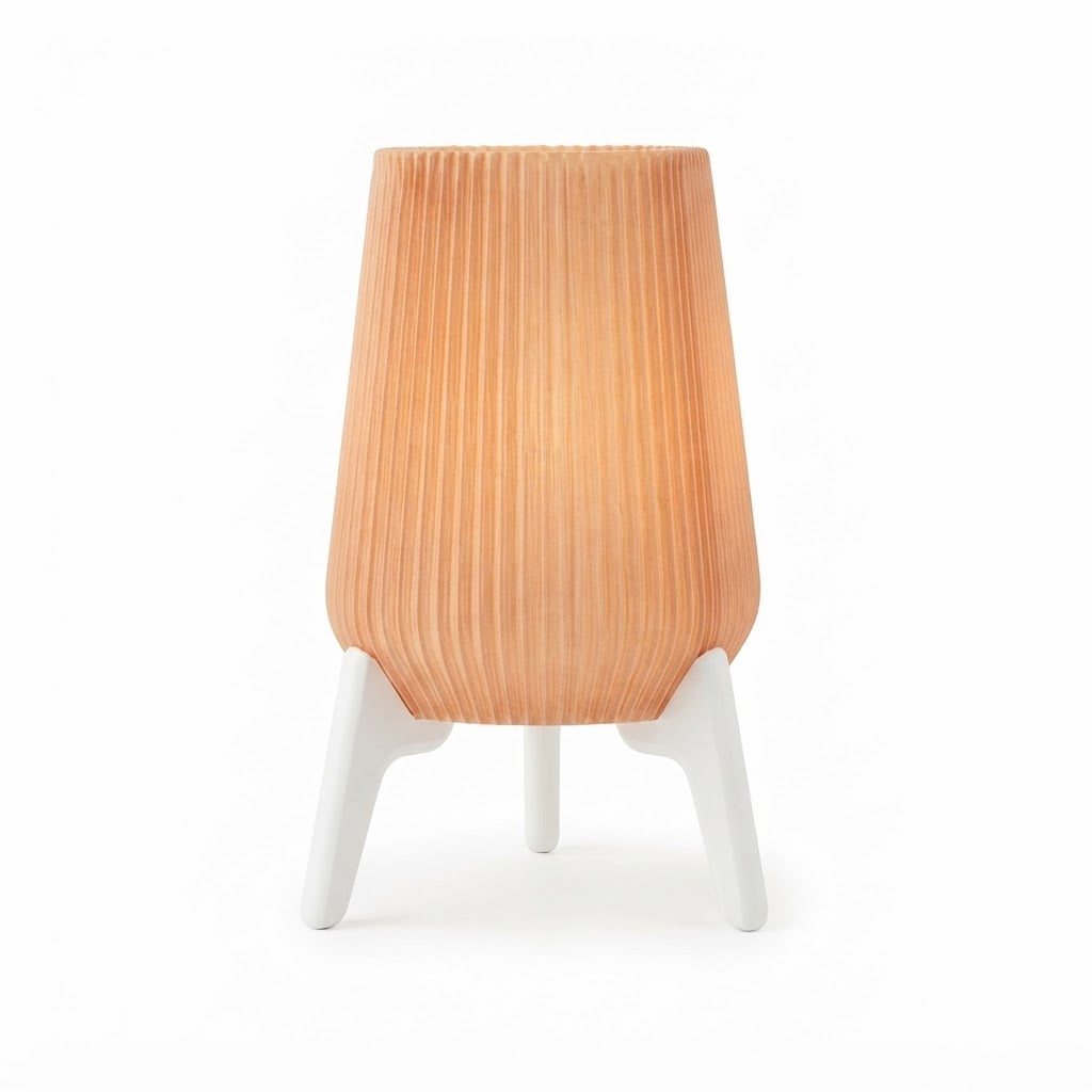 Nordic Pleated Ambient Table Lamp with Wooden Tripod Stand