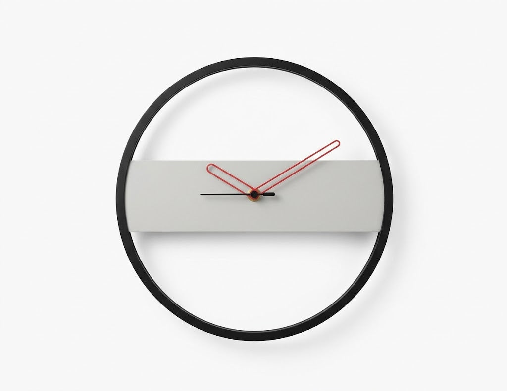 Horloge Murale Minimaliste – Design Scandinave Aiguilles Rouges