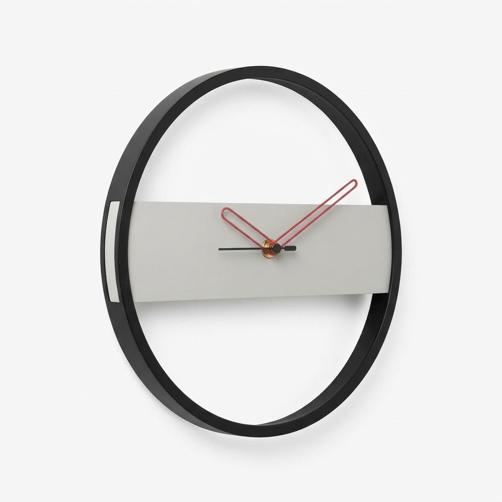 Horloge Murale Minimaliste – Design Scandinave Aiguilles Rouges