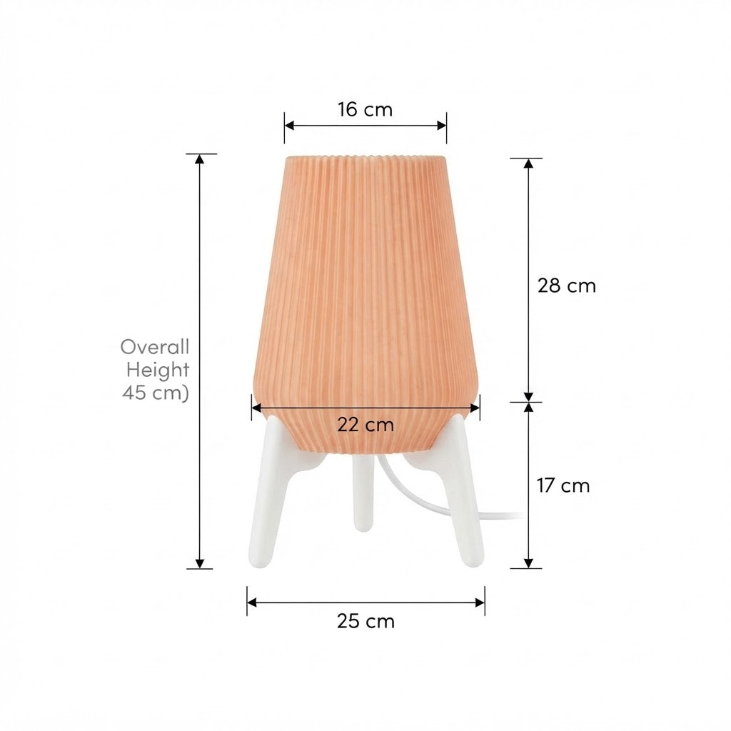 Nordic Pleated Ambient Table Lamp with Wooden Tripod Stand