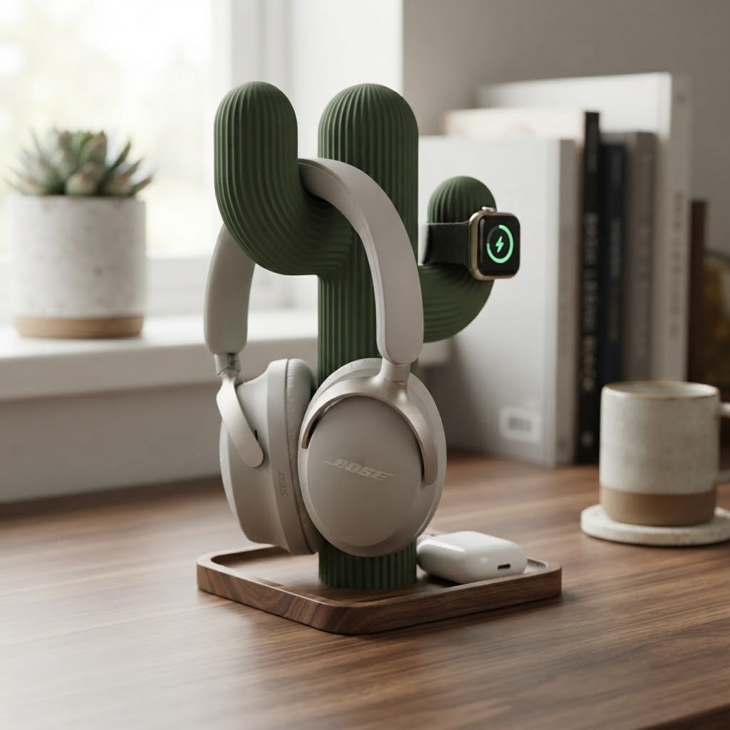 Cactus Headphone & Watch Stand – Desk Organizer