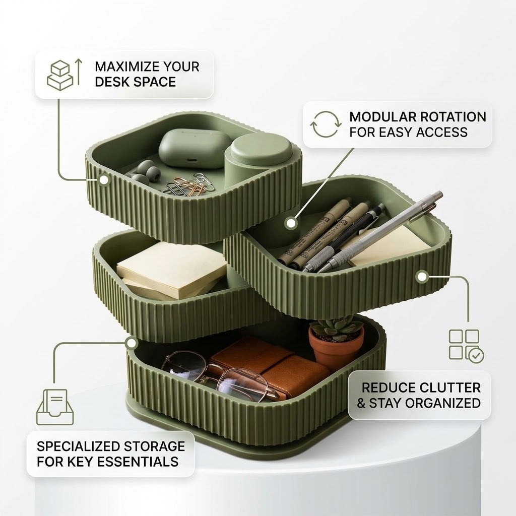 Organisateur de Bureau Rotatif  Rangement Multi-Niveaux